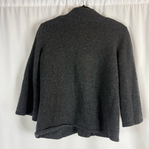 Carole Little Cardigan Gray Lambs Wool Angora One Button Bell 3/4 Sleeve size:M - Picture 9 of 12